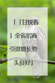 「甘快看」全省招商引资增长势头良好