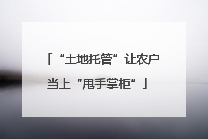 “土地托管”让农户当上“甩手掌柜”