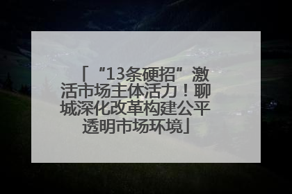 “13条硬招”激活市场主体活力！聊城深化改革构建公平透明市场环境