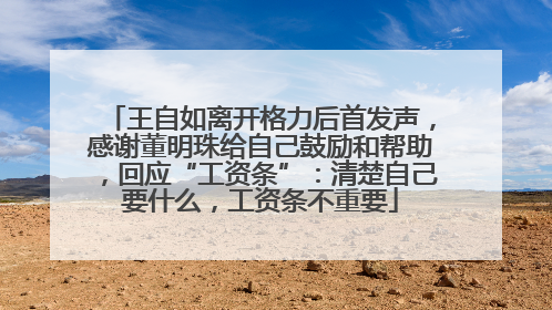 王自如离开格力后首发声，感谢董明珠给自己鼓励和帮助，回应“工资条”：清楚自己要什么，工资条不重要