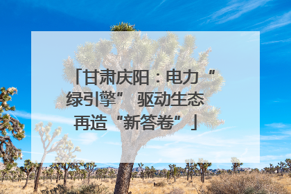 甘肃庆阳：电力“绿引擎” 驱动生态再造“新答卷”