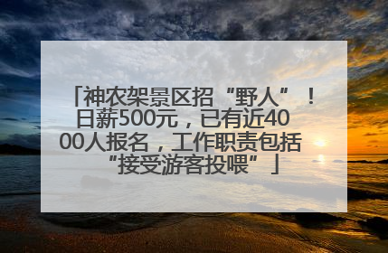 神农架景区招“野人”！日薪500元，已有近4000人报名，工作职责包括“接受游客投喂”