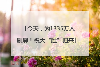 今天，为1335万人刷屏！祝大“胜”归来