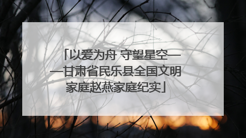 以爱为舟 守望星空——甘肃省民乐县全国文明家庭赵燕家庭纪实
