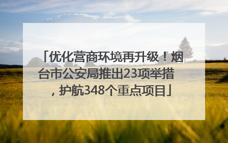 优化营商环境再升级！烟台市公安局推出23项举措，护航348个重点项目