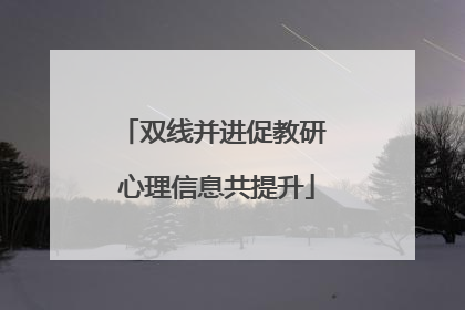 双线并进促教研 心理信息共提升