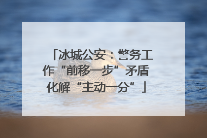 冰城公安：警务工作“前移一步”矛盾化解“主动一分”