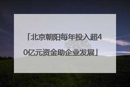 北京朝阳每年投入超40亿元资金助企业发展