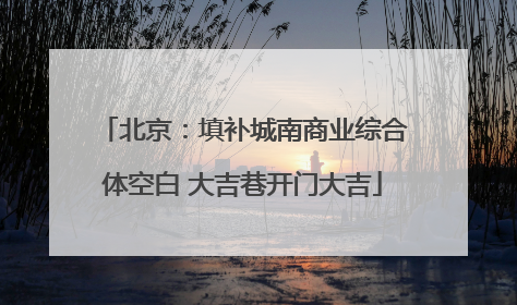 北京：填补城南商业综合体空白 大吉巷开门大吉