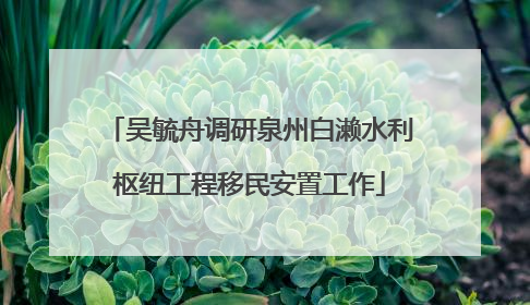 吴毓舟调研泉州白濑水利枢纽工程移民安置工作