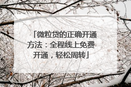 微粒贷的正确开通方法：全程线上免费开通，轻松周转