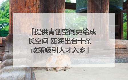 提供青创空间更给成长空间 瓯海出台十条政策吸引人才入乡