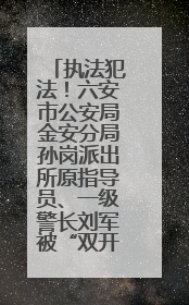 执法犯法！六安市公安局金安分局孙岗派出所原指导员、一级警长刘军被“双开”