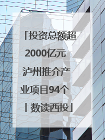 投资总额超2000亿元 泸州推介产业项目94个丨数读西投