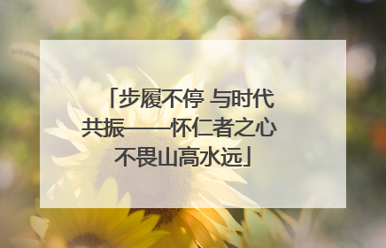 步履不停 与时代共振——怀仁者之心 不畏山高水远