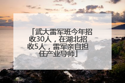 武大雷军班今年招收30人，在湖北招收5人，雷军亲自担任产业导师