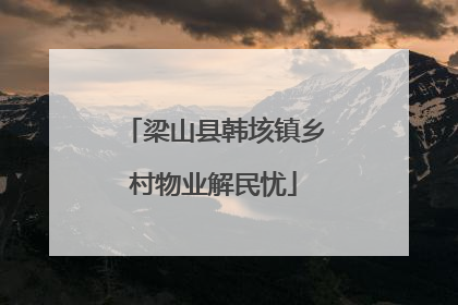 梁山县韩垓镇乡村物业解民忧