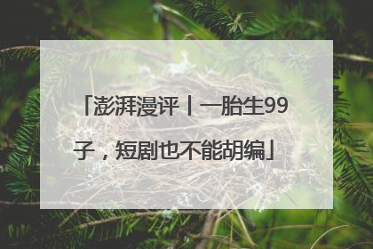 澎湃漫评丨一胎生99子，短剧也不能胡编