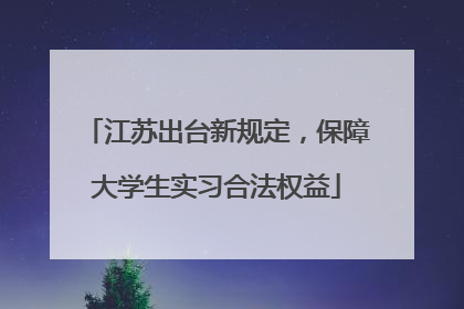 江苏出台新规定，保障大学生实习合法权益