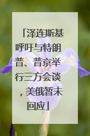 泽连斯基呼吁与特朗普、普京举行三方会谈，美俄暂未回应
