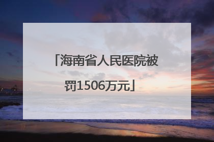 海南省人民医院被罚1506万元