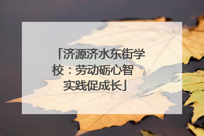 济源济水东街学校：劳动砺心智 实践促成长