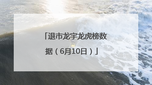 退市龙宇龙虎榜数据（6月10日）