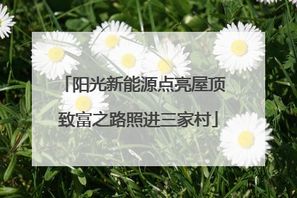 阳光新能源点亮屋顶 致富之路照进三家村