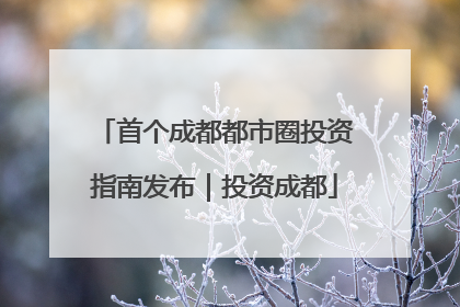首个成都都市圈投资指南发布｜投资成都