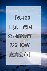 6月20日见！跨国公司峰会首发SHOW嘉宾公布