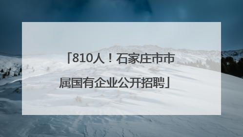 810人！石家庄市市属国有企业公开招聘