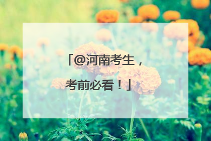 @河南考生，考前必看！